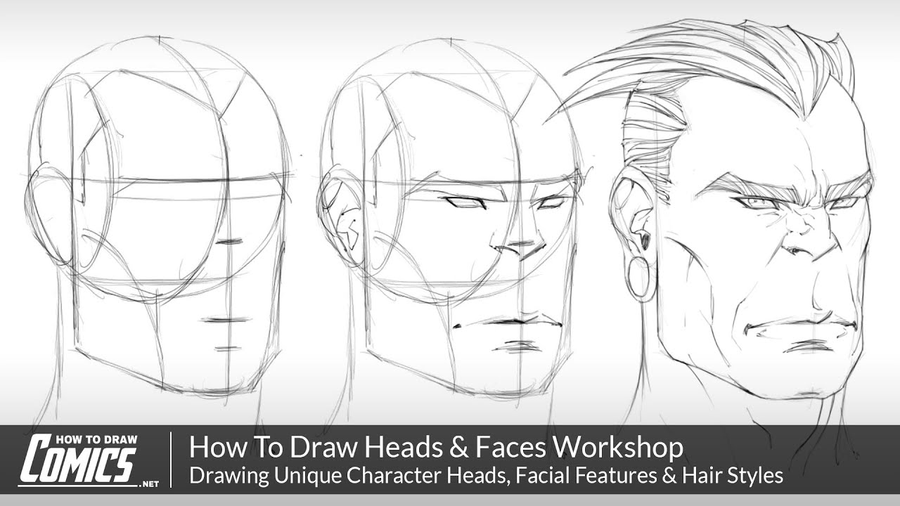 Como desenhar um workshop de cabeças e rosto: desenho de retrato, perfil e  três vistas, Clayton Barton