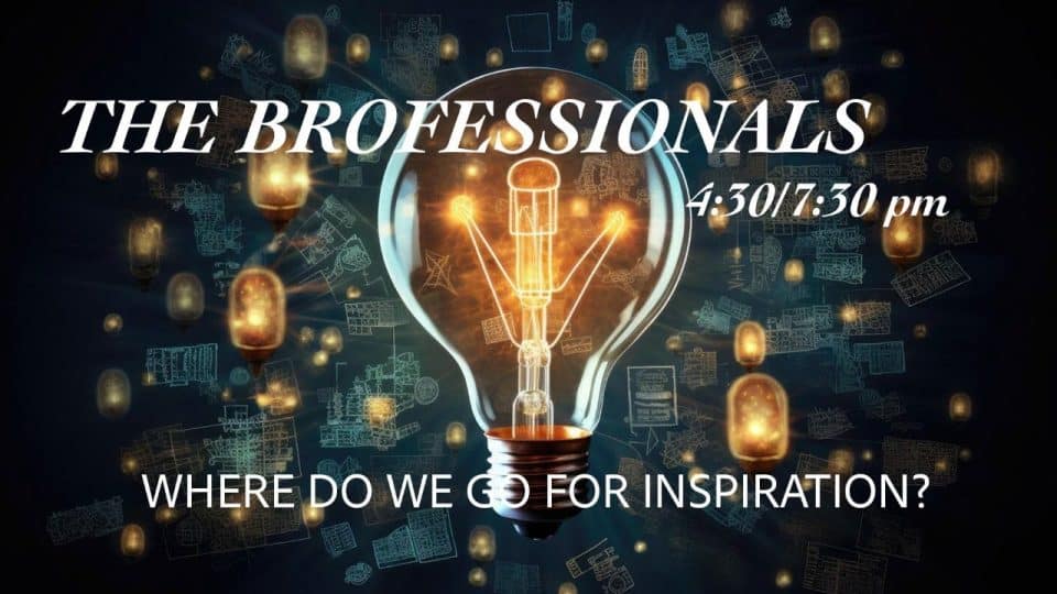 THE BROFESSIONALS:  WHERE DO WE GO FOR INSPIRATION?